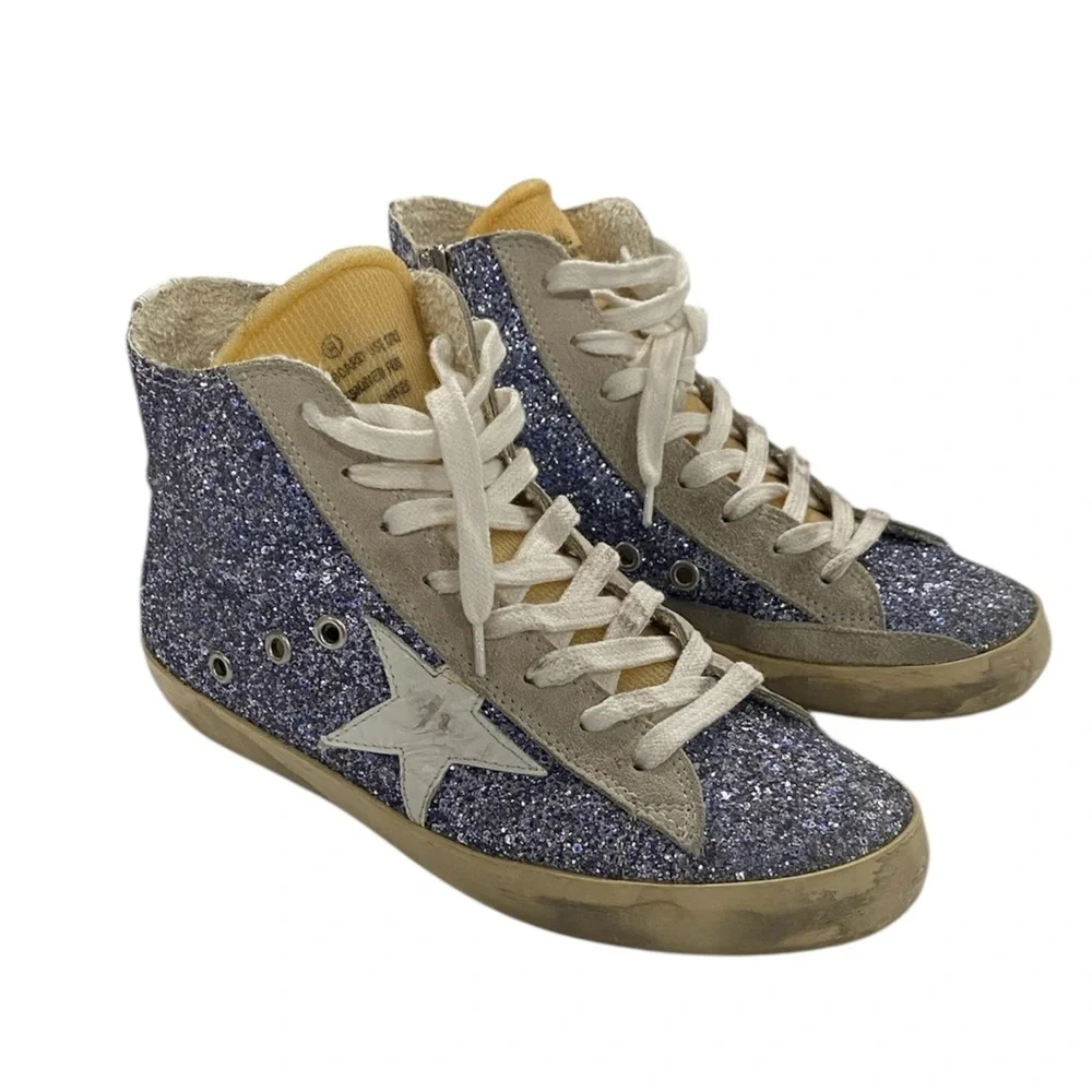 Golden Goose blue glitter Francy high-top sneakers - Picture 2 of 11